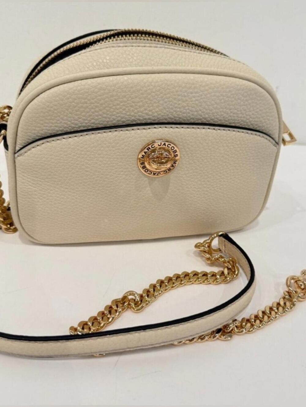 NWT Authentic MARC JACOBS Turn-lock Small Crossbody Camera Bag Ivory Gold Purse - Picture 2 of 9